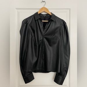 EXPRESS faux leather button down